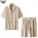 ea7 armani ensembles de survetement manche courte shirt and short sets ea2024 creme